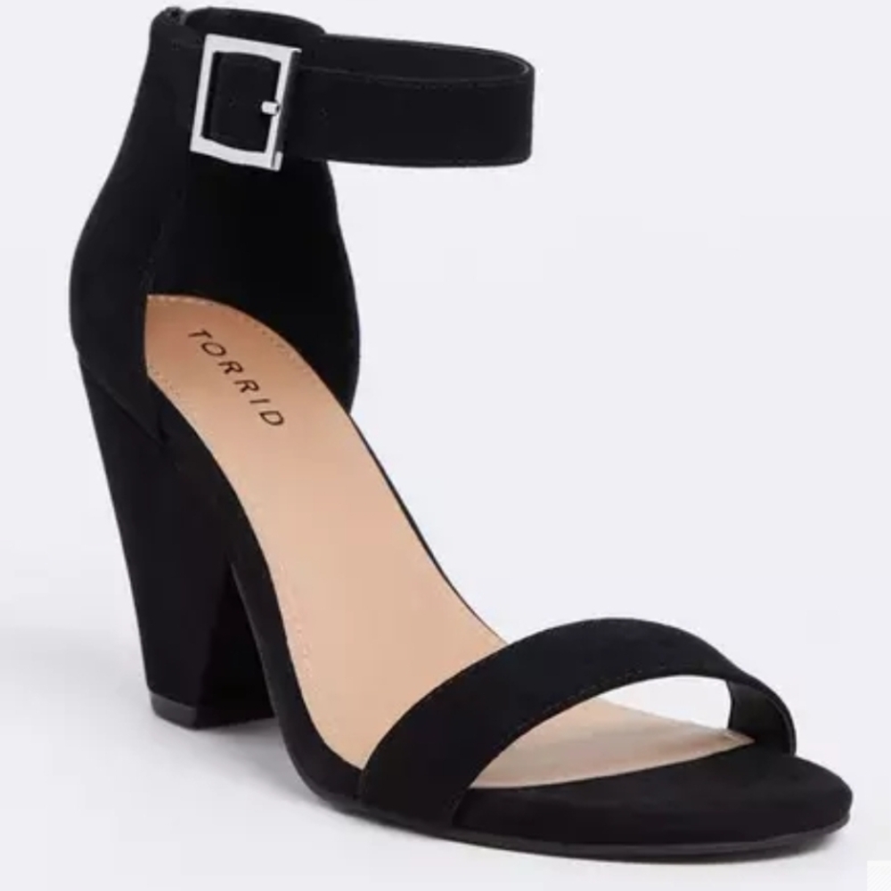 torrid Black Ankle Strap Block Heel Sandals